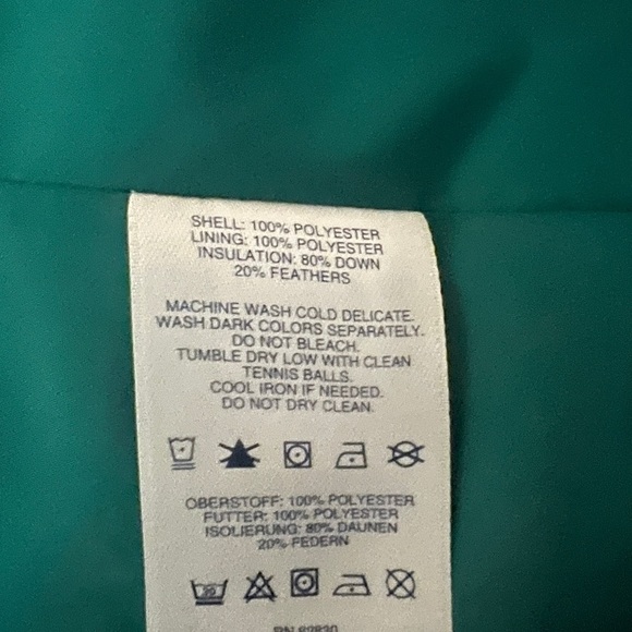 Lands End puffer vest size 14/16. Teal green. Down and feather filled - Picture 4 of 4